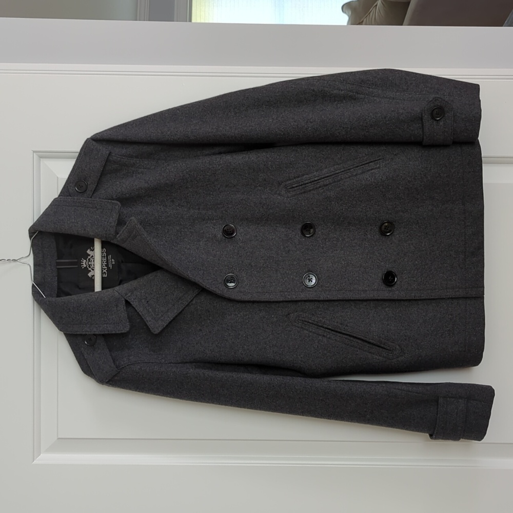 Express men's wool coat - dark grey size small